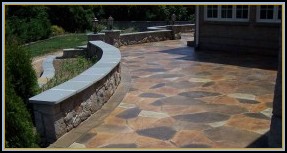 Stamped Concrete Flagstone, Stone Walls with Flagstone Cap