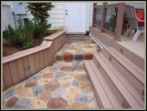 Composite Deck Stairs with Random Stone Patio