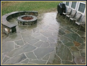 Stamped Flagstone Pool Patio with Acid Staining