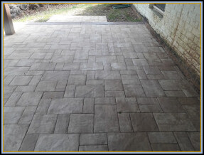 Stamped Concrete Random Stone Walkway with Acid Stain