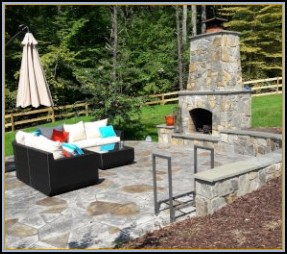 Stamped Flagstone and Fireplace