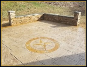 Stamped Patio and Wall and Compass Art
