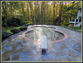 ashlar patio with borders and wall and columns