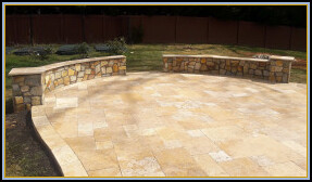 ashlar patio with borders and wall and columns
